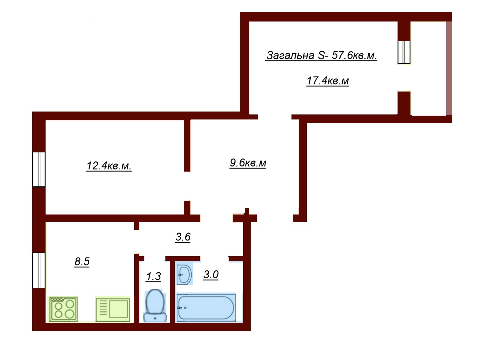 Ахматової вул.16-В Продаж 2-к квартири з холом - 57.6кв.м /поверх - 1/