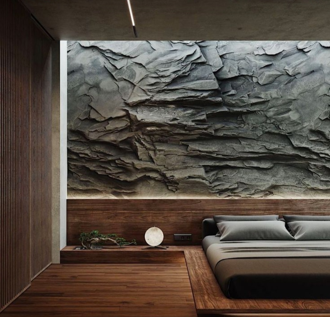 Фактура камня, имитация скалы, штукатурка стен, дизайн интерьера Київ