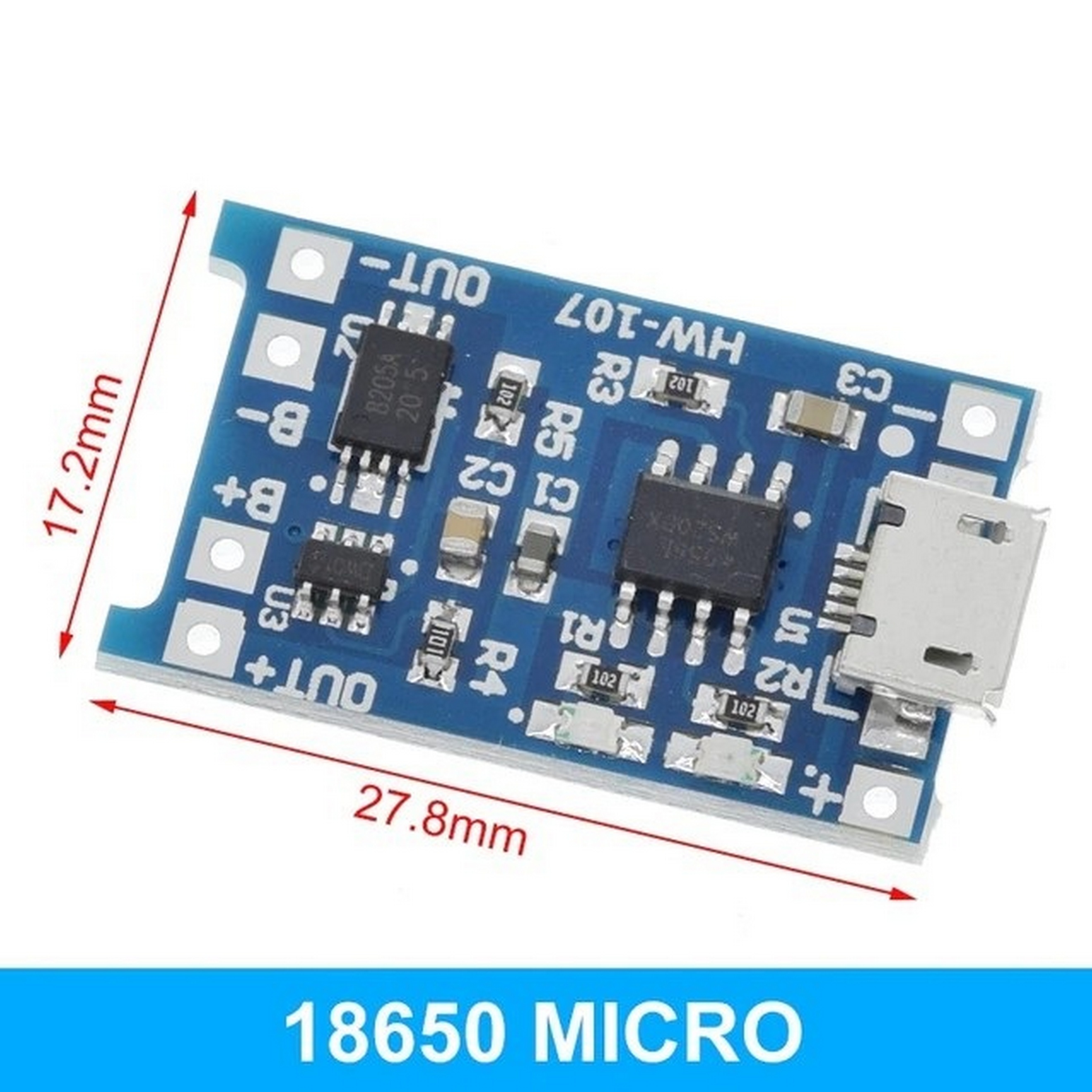 Контроллер заряда TP4056 Micro USB 1A 18650 для литиевых LI-ION